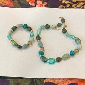 Elegant Turquoise and Gold Women's Jewelry Set